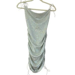 Black Bead Silver Sequin Glitter Clubbing Festival Disco Dancing Dress Women’s S